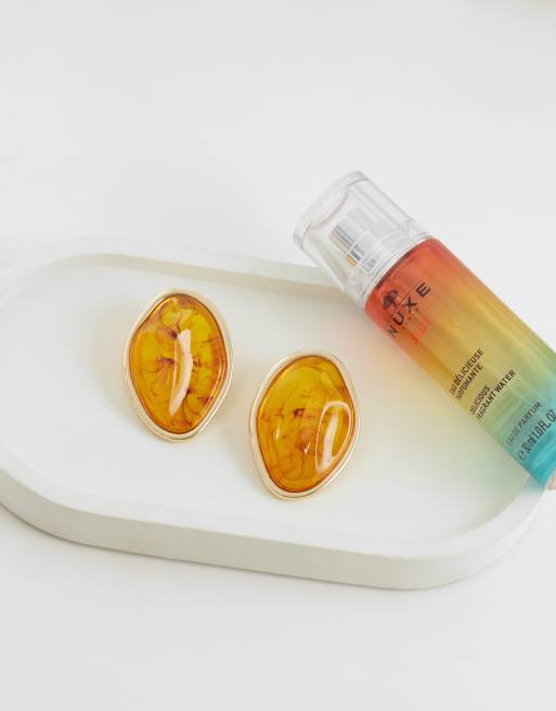 ASOS DESIGN - Oorknopjes met gesmolten ambersteen in goudkleur, 3 van 5