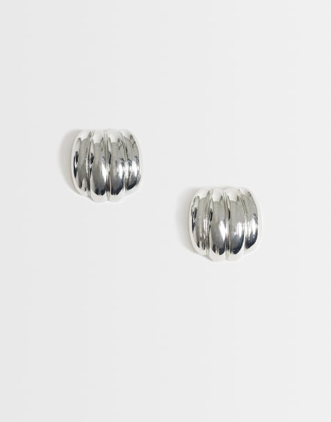 ASOS DESIGN oorknopjes met reliëf in zilverkleur - view 1