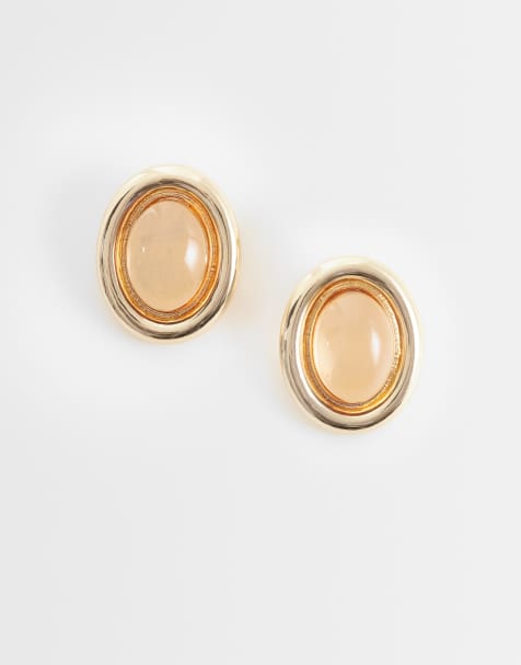 ASOS DESIGN - Oorknopjes met siersteentje in amber - view 1