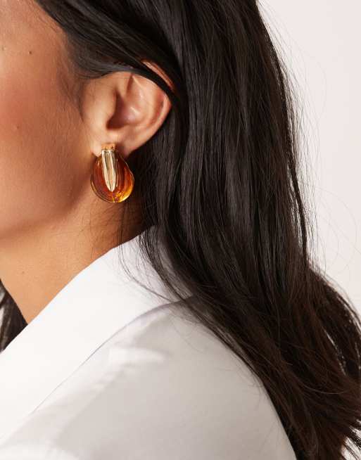 ASOS DESIGN - Oorknopjes met vintage-stijl vorm in tortoise en goudkleur