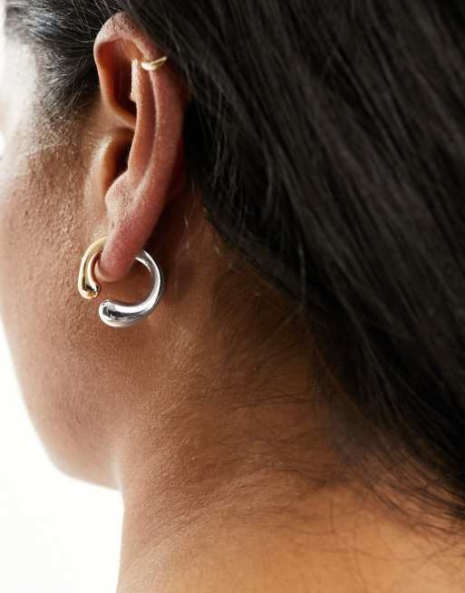 ASOS DESIGN - Oorringen met gemengde metalen aan de voor- en achterkant