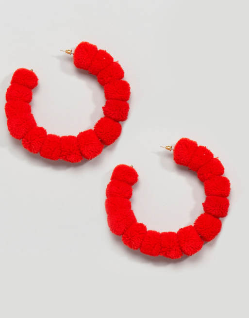 ASOS DESIGN - Oorringen met kleurvlakken en pompons