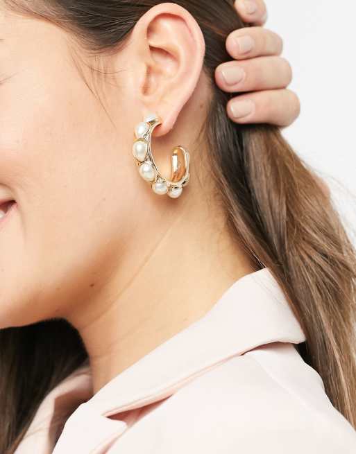 ASOS DESIGN - Oorringen met parels in goudkleur, 4 van 4