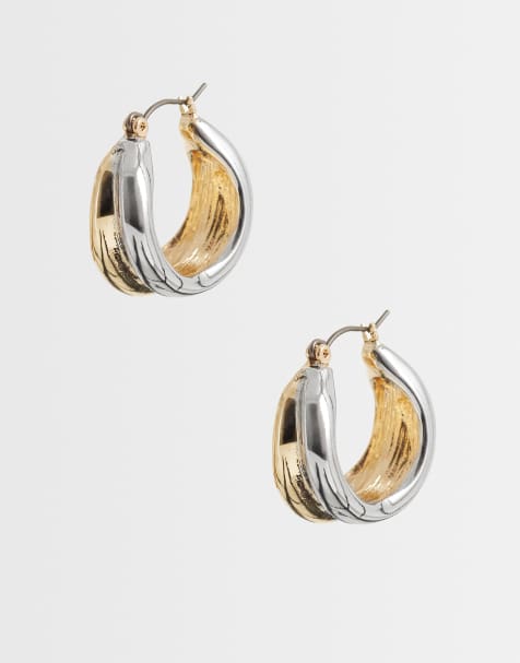 ASOS DESIGN - Oorringen met tweekleurig detail in goud- en zilverkleur - view 1