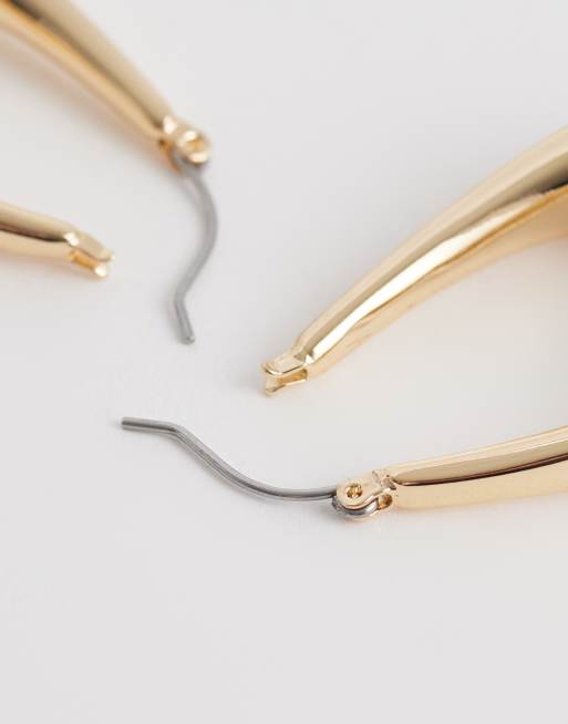 ASOS DESIGN - Oorringen met zwart detail in goudkleur, 3 van 4