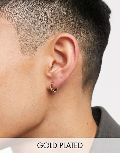 Heren Sieraden voor voor Oorbellen en earcuffs voor ASOS Gekruiste Mini-oorringen Met Diamanten Detail in het Metallic voor heren 