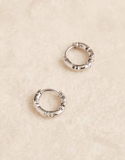 ASOS DESIGN - Oorringen van waterbestendig roestvrij staal met textuur in zilver  