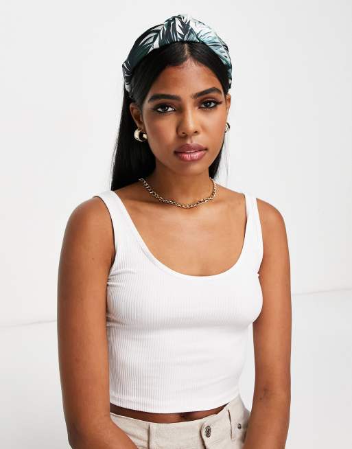 ASOS DESIGN – Opaska na głowę z węzłem w tropikalny wzór