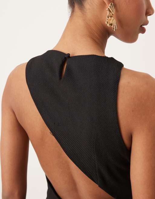 ASOS DESIGN open back maxi peplum dress in black