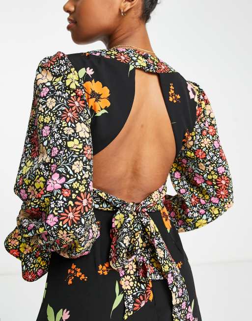 ASOS DESIGN open back midi tea dress in mixed floral prints , 4 of 4