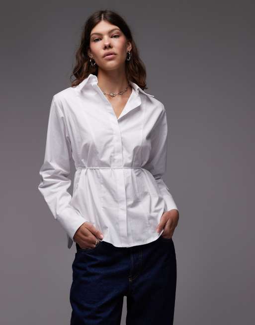 ASOS DESIGN open back tie waist shirt in white, 2 of 4