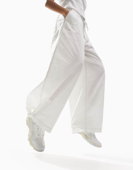 ASOS DESIGN parachute cargo trouser in white