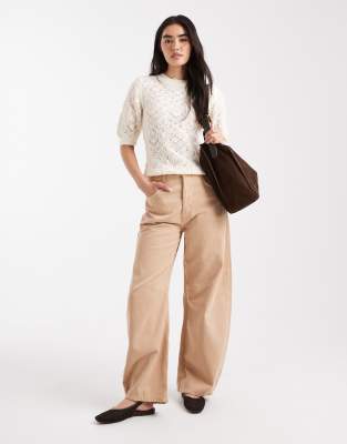 Asos Design Open Knit Fluffy Top In White