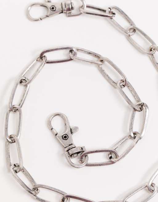 ASOS DESIGN chunky rope jean chain in silver tone