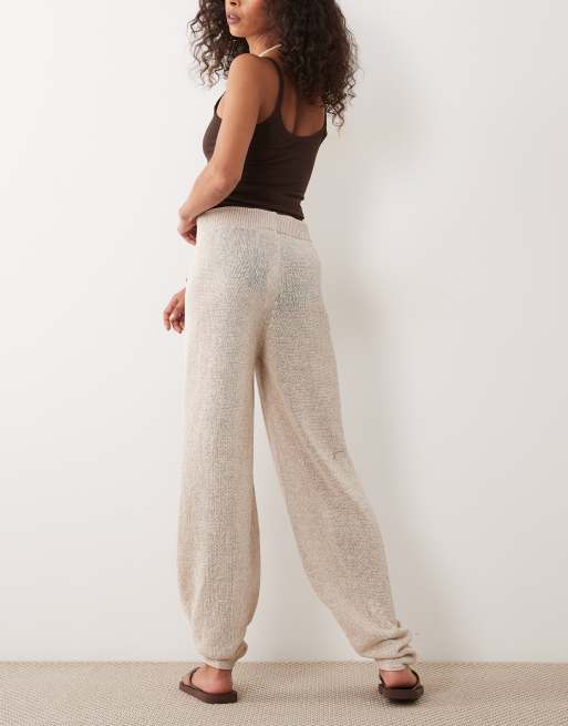 ASOS DESIGN open stitch knit balloon pants in mocha - part of a set, 3 of 5