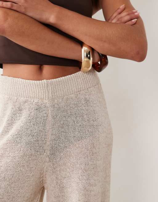 ASOS DESIGN open stitch knit balloon pants in mocha - part of a set, 4 of 5