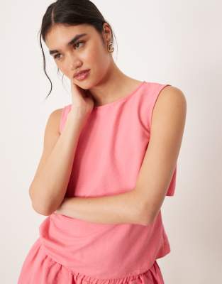 [ASOS DESIGN] ASOS DESIGN open tie back shell top in pink (part of a set)-Multi M Pink