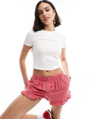 Asos Design Open Tie Back Short Sleeve Top In White