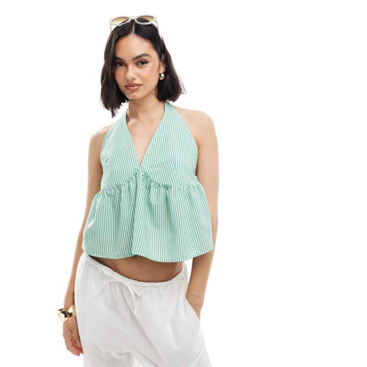 ★2025SS新作★illio★Stripe Gathered Front Halter Top RHYTHM DINERO STRIPE HALTER TOP - GREEN – Work It Out