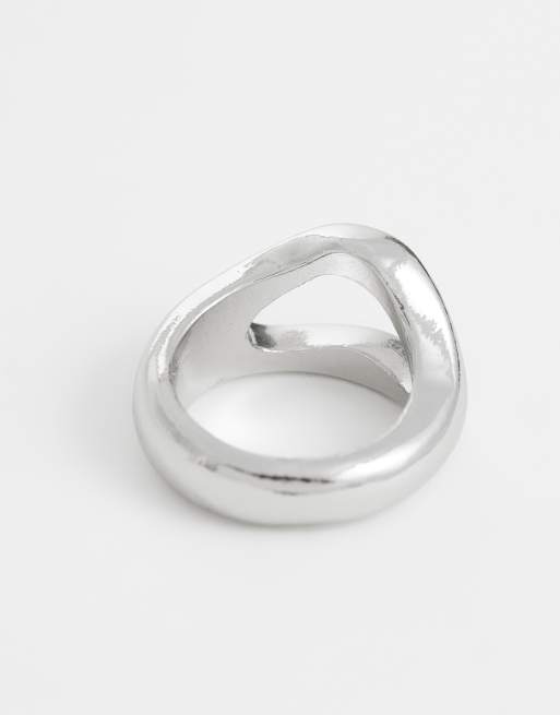 ASOS DESIGN open top molten ring in silver, 2 of 3