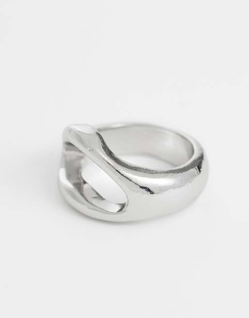 ASOS DESIGN open top molten ring in silver, 3 of 3