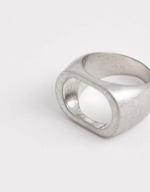 ASOS DESIGN open top signet ring in silver, 2 of 3