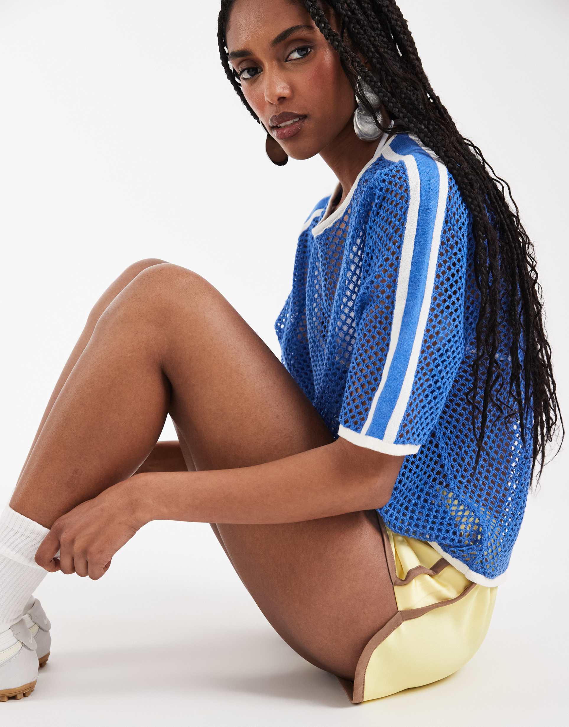 asos design open weave knit t-shirt