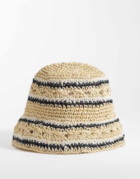 ASOS DESIGN - Opvouwbare gestreepte bucket hat van stro - view 1