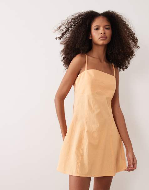 ASOS DESIGN - Orange cami-sommerkjole i mini-længde med formgivende bryst i bomuldshør - view 1