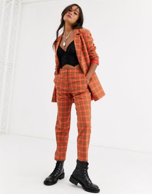 Plaid pants hot sale orange