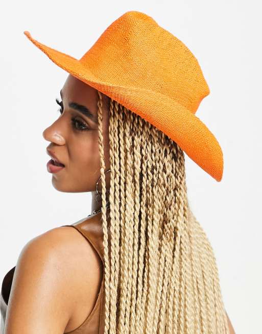 ASOS DESIGN - Orange cowboyhat i strå med størrelsesjustering, 2 af 4