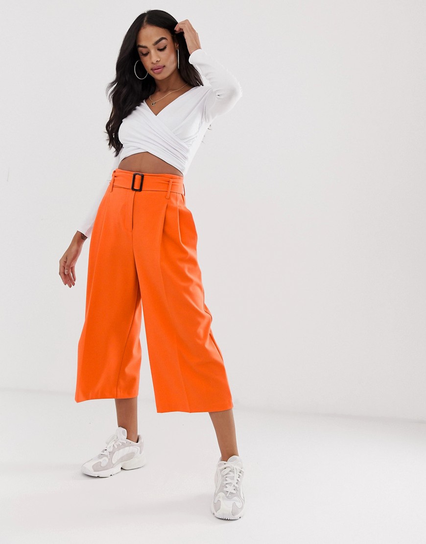 ASOS DESIGN – Orange culotte-byxor med skärp