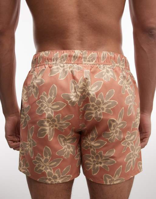 ASOS DESIGN - Orange korte badeshorts med blomsterprint, 5 af 5