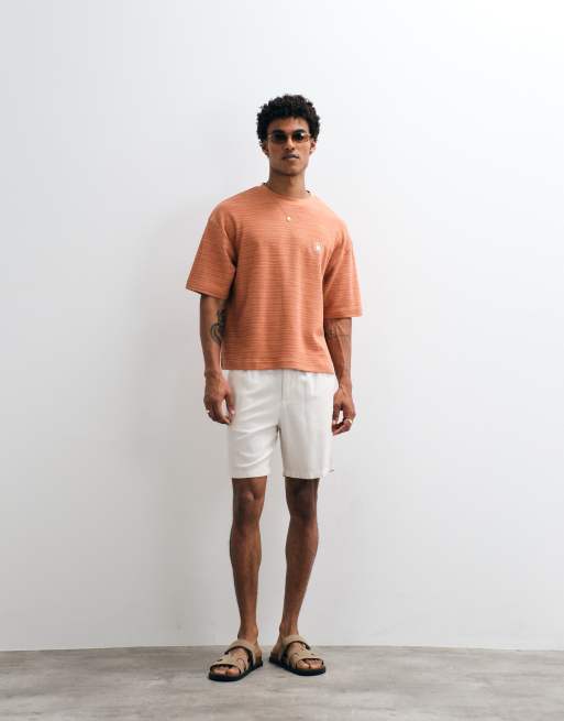 ASOS DESIGN – Orange, kraftig t-shirt i oversize med boxig passform och texturerade ränder, 2 av 7