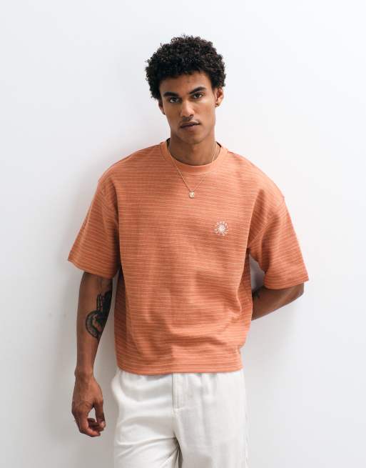 ASOS DESIGN – Orange, kraftig t-shirt i oversize med boxig passform och texturerade ränder, 3 av 7
