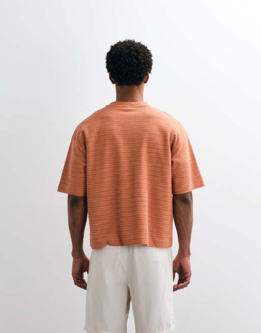 ASOS DESIGN – Orange, kraftig t-shirt i oversize med boxig passform och texturerade ränder, 5 av 7