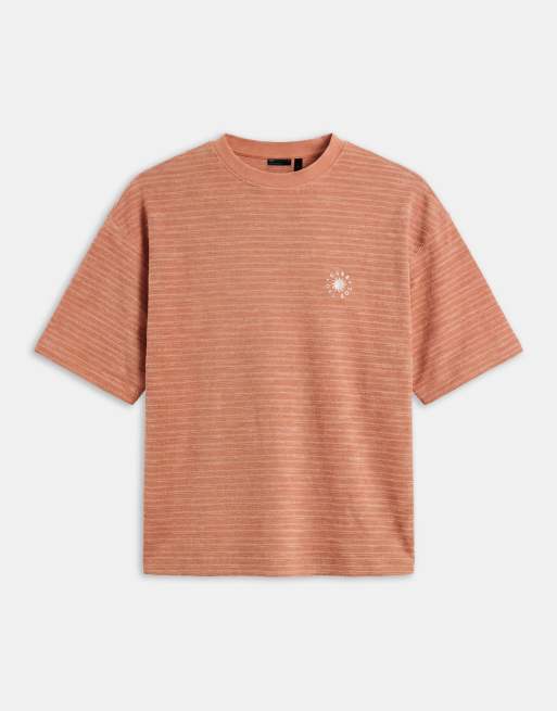 ASOS DESIGN – Orange, kraftig t-shirt i oversize med boxig passform och texturerade ränder, 6 av 7