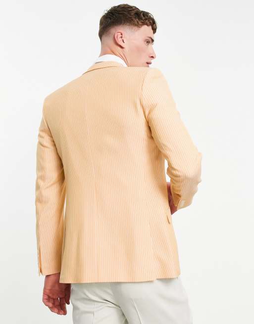 ASOS DESIGN – Orange kritstrecksrandig kavaj i bomull med supersmal passform, del av kostym, 2 av 4