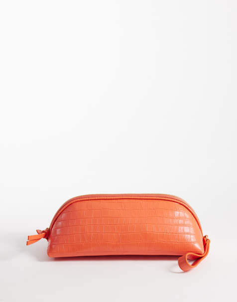ASOS DESIGN – Orange, krokodilskinnsmönstrad kuvertväska - view 1
