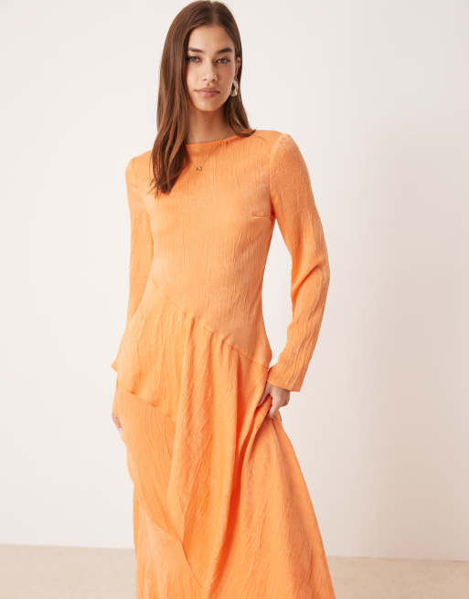 ASOS DESIGN - Orange lagdelt maxikjole med flæser, 3 af 4