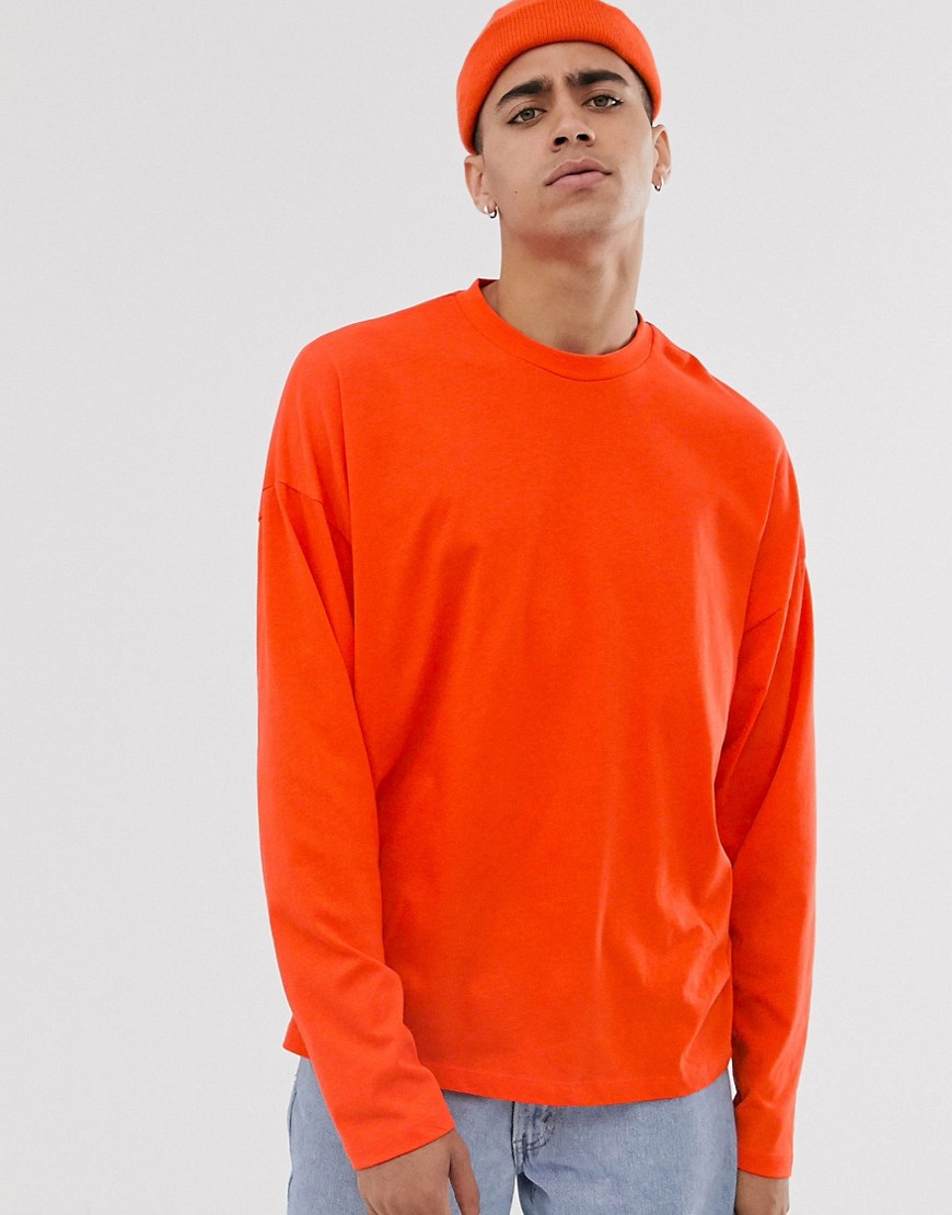 ASOS DESIGN – Orange långärmad t-shirt i oversize-modell