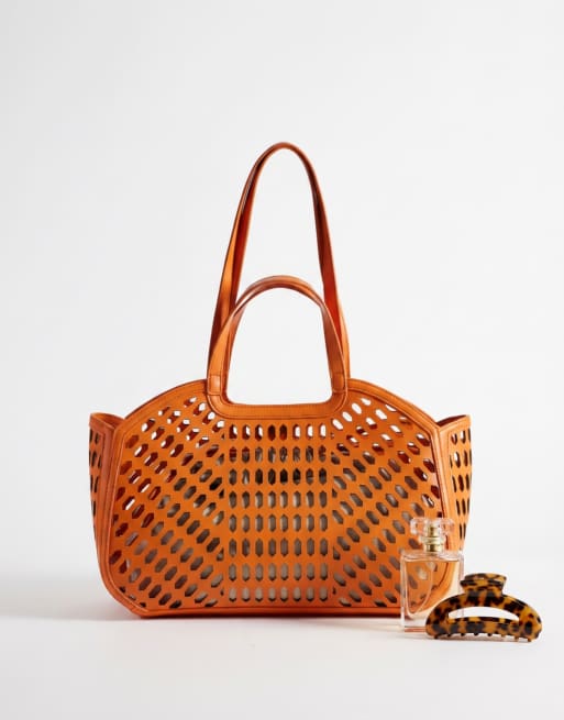 ASOS DESIGN – Orange, laserskuren toteväska, 8 av 8