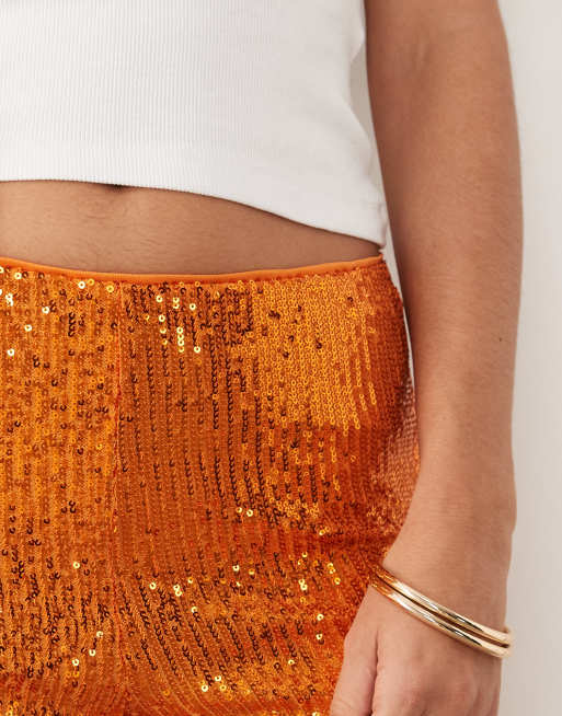 ASOS DESIGN - Orange mininederdel i pailletstof, 3 af 5