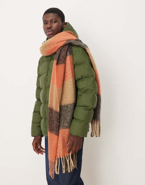 ASOS DESIGN - Orange og vævet halstørklæde med oversized og ternet mønster - view 1