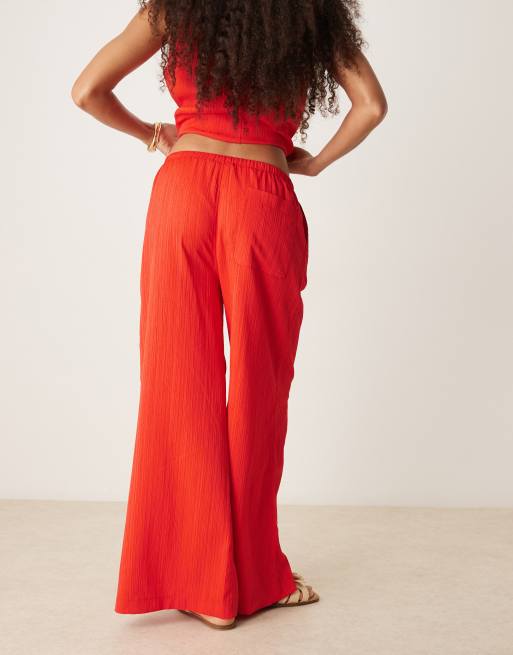 ASOS DESIGN - Orange palazzo-bukser i krølstof - Del af sæt, 3 af 5