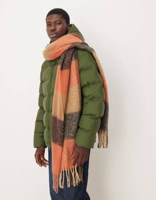 Asos Design Orange Plaid Scarf
