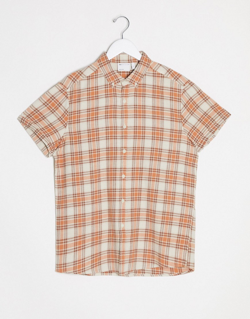 ASOS DESIGN – Orange rutig skjorta i regular fit