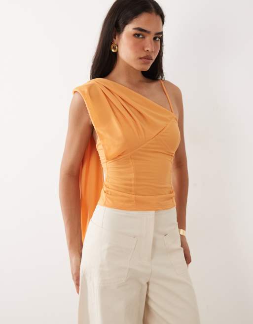 ASOS DESIGN – Orange scarf-topp i stretchig chiffong, 2 av 4