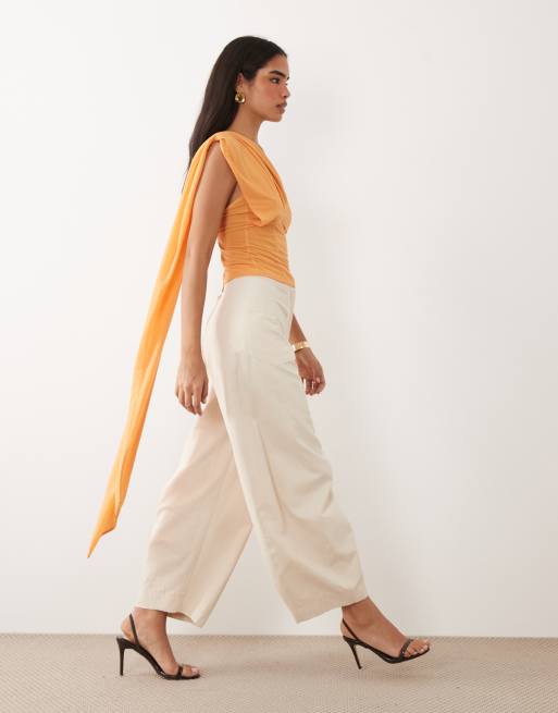 ASOS DESIGN – Orange scarf-topp i stretchig chiffong, 4 av 4