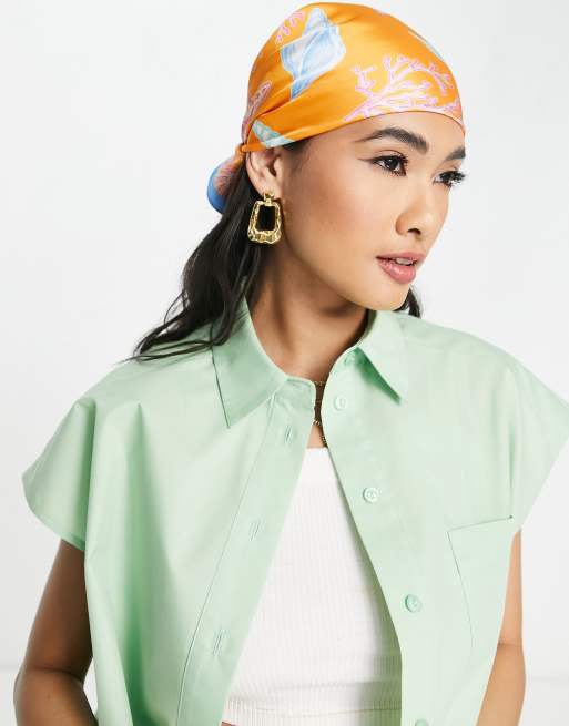 ASOS DESIGN – Orange, snäckmönstrad, medelstor hårsjal i polyester - ORANGE, 2 av 4